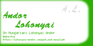 andor lohonyai business card